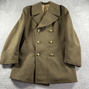 VINTAGE 1950s French Military Jacket Overcoat Wool Trench Peacoat‎ Toulouse